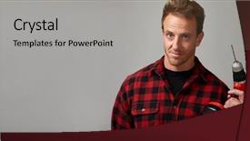  Presentation with drill - Slide deck consisting of man with drill background and a light gray colored foreground