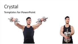  Presentation with weight lifting - Amazing presentation theme having man with dumbbells isolated backdrop and a white colored foreground