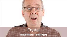  Presentation with man looking up happy - Beautiful presentation design featuring man with dumbstruck goofy look backdrop and a coral colored foreground