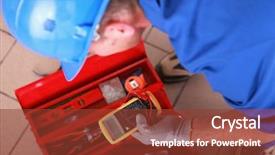  Presentation with electricity - Slide deck enhanced with man with electricity measurer background and a tawny brown colored foreground