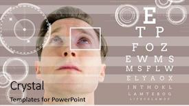  Presentation with eye drops products - Presentation consisting of man with eye focus box background and a coral colored foreground