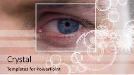  Presentation with eye - Cool new slide set with man with eye focus box backdrop and a lemonade colored foreground