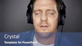  Presentation with music headphones - Slide deck consisting of man-with-eyes-shut-wearing background and a ocean colored foreground