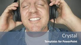  Presentation with music headphones - Presentation theme having man-with-eyes-shut-wearing background and a ocean colored foreground