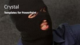  Presentation with face mask - PPT theme featuring man-with-face-mask background and a dark gray colored foreground