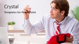  Presentation with first aid kit - Presentation enhanced with man with first aid kit background and a sky blue colored foreground