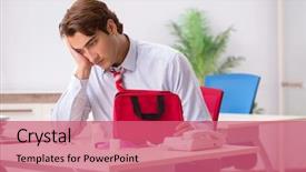  Presentation with first aid - Presentation having man with first aid kit background and a coral colored foreground