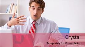  Presentation with first aid kit - PPT theme with man with first aid kit background and a coral colored foreground