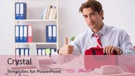  Presentation with first aid kit - Amazing slide deck having man with first aid kit backdrop and a coral colored foreground