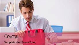  Presentation with first aid kit - Audience pleasing slide deck consisting of man with first aid kit backdrop and a red colored foreground