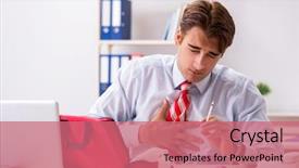  Presentation with first aid kit - PPT theme featuring man with first aid kit background and a coral colored foreground