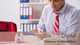  Presentation with first aid kit - Cool new slide deck with man with first aid kit backdrop and a coral colored foreground