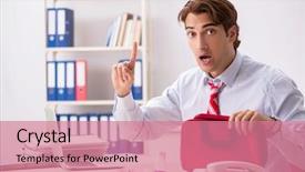  Presentation with first aid kit - Presentation design consisting of man with first aid kit background and a coral colored foreground