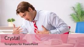  Presentation with first aid kit - Colorful presentation design enhanced with man with first aid kit backdrop and a coral colored foreground