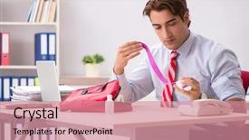  Presentation with first aid kit - PPT theme having man with first aid kit background and a coral colored foreground