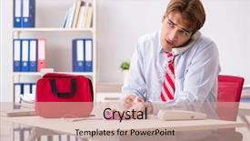  Presentation with first aid kit - PPT theme consisting of man with first aid kit background and a coral colored foreground