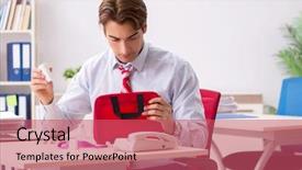  Presentation with first aid kit - Theme consisting of man with first aid kit background and a coral colored foreground