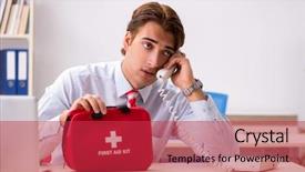  Presentation with first aid kit - Presentation design consisting of man with first aid kit background and a red colored foreground