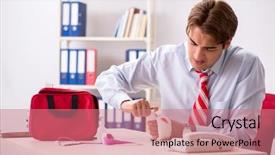  Presentation with first aid kit - Amazing slides having man with first aid kit backdrop and a coral colored foreground