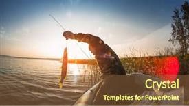  Presentation with lake fish - Colorful presentation theme enhanced with free fishing - man with fish backdrop and a tawny brown colored foreground
