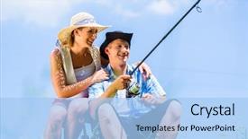  Presentation with gone fishing - Amazing slide set having man with fishing rod angling backdrop and a  colored foreground