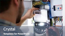  Presentation with old wite man and his music - Presentation enhanced with man with flashlight checking switch background and a ocean colored foreground