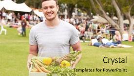  Presentation with fresh man chemistry - Amazing presentation theme having man with fresh produce bought backdrop and a yellow colored foreground