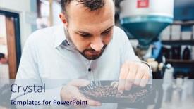  Presentation with coffee beans - Theme enhanced with man-with-freshly-roasted-coffee background and a lemonade colored foreground
