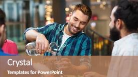  Presentation with water jug - Presentation theme consisting of man with friends pouring water background and a coral colored foreground