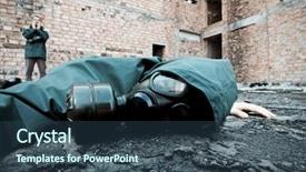  Presentation with fall protection - Beautiful theme featuring man with gas mask fallen backdrop and a ocean colored foreground