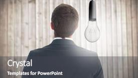  Presentation with glowing light bulb light bulb - Beautiful PPT layouts featuring man with glowing light bulb backdrop and a dark gray colored foreground
