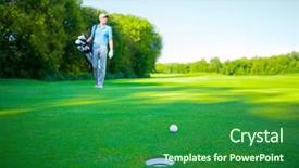  Presentation with golf - Colorful slides enhanced with man-with-golf-clubs-outdoors backdrop and a forest green colored foreground
