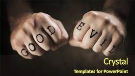  Presentation with evil - Amazing presentation theme having man with good and evil backdrop and a wine colored foreground