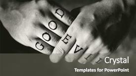  Presentation with evil - PPT theme consisting of man with good and evil background and a gray colored foreground