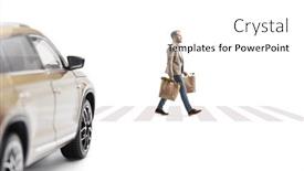  Presentation with suv - Slides consisting of man-with-grocery-bags-walking background and a white colored foreground