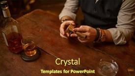  Presentation with tobacco - Beautiful PPT theme featuring man-with-guillotine-cuts backdrop and a tawny brown colored foreground