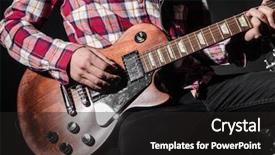  Presentation with concert - Beautiful PPT theme featuring man with guitar during concert backdrop and a  colored foreground