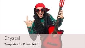  Presentation with music man in suit guitar - Audience pleasing PPT layouts consisting of man with guitar in musical backdrop and a soft green colored foreground