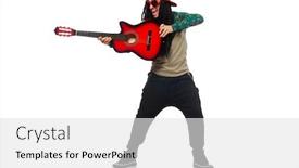  Presentation with guitar - Colorful PPT theme enhanced with man with guitar in musical concept on white backdrop and a white colored foreground