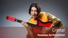  Presentation with guitar - Audience pleasing PPT layouts consisting of man-with-guitar-in-musical backdrop and a tawny brown colored foreground