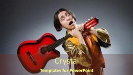  Presentation with guitar - Slide deck with man with guitar in musical concept background and a tawny brown colored foreground