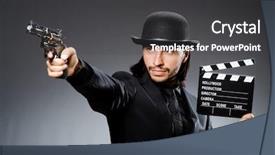  Presentation with clapboard - Slide set with man with gun and movie background and a  colored foreground