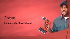  Presentation with office ergonomics man worker exercising - Slide set consisting of man with hammer and drill background and a coral colored foreground