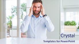  Presentation with head - PPT layouts enhanced with man with hand on head background and a sky blue colored foreground