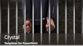  Presentation with close up elements - Amazing slide set having man with handcuffs behind grid backdrop and a dark gray colored foreground