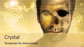  Presentation with stylized - Presentation design with man with have face background and a yellow colored foreground