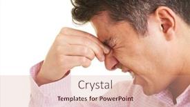  Presentation with headache - Slides having man-with-headache-pinching background and a coral colored foreground