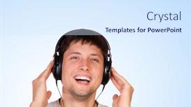  Presentation with old man and his music - PPT layouts having man with headphone on his head listening music background and a sky blue colored foreground