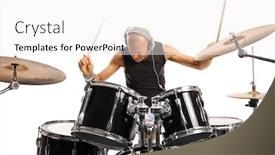  Presentation with drum - Theme consisting of man-with-headphones-playing background and a white colored foreground