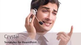  Presentation with background - Slides having man-with-headset-isolated background and a coral colored foreground